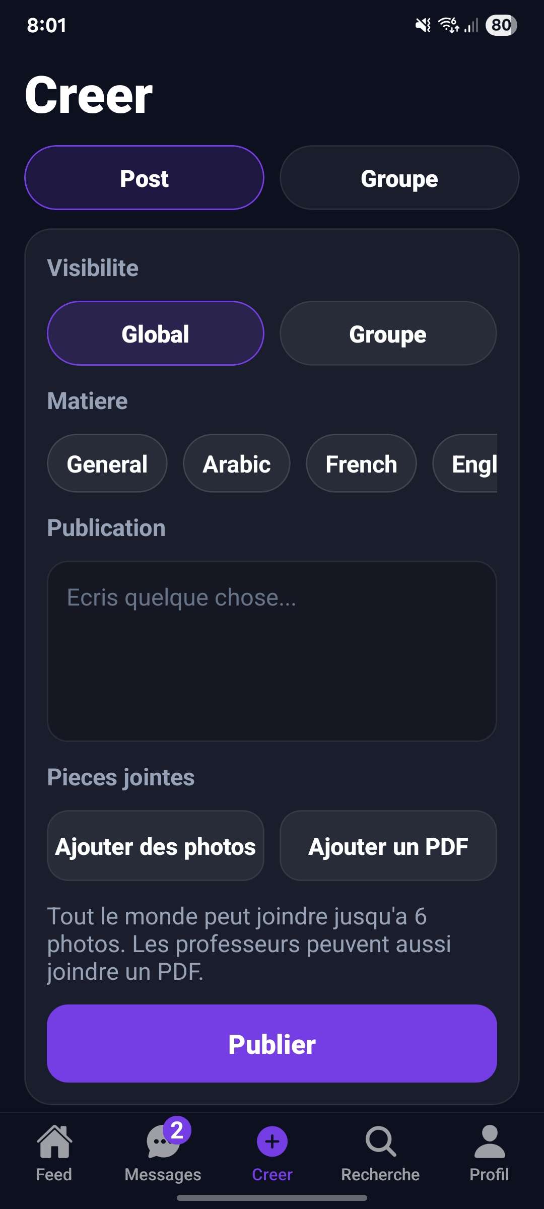 Classti - création de publication